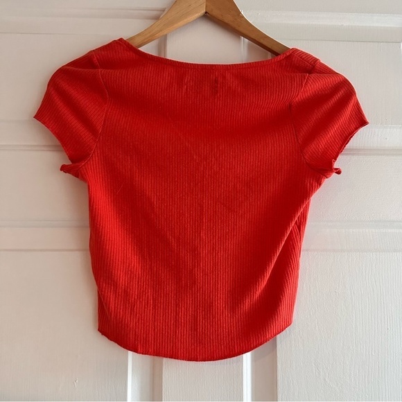 Urban Outfitters Square Neck Tee Orange‎ Size Medium - Picture 5 of 6